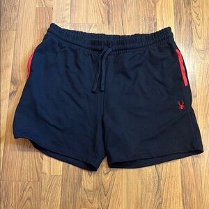 Spyder Black and Red Athletic Shorts with Lightweight Fabric